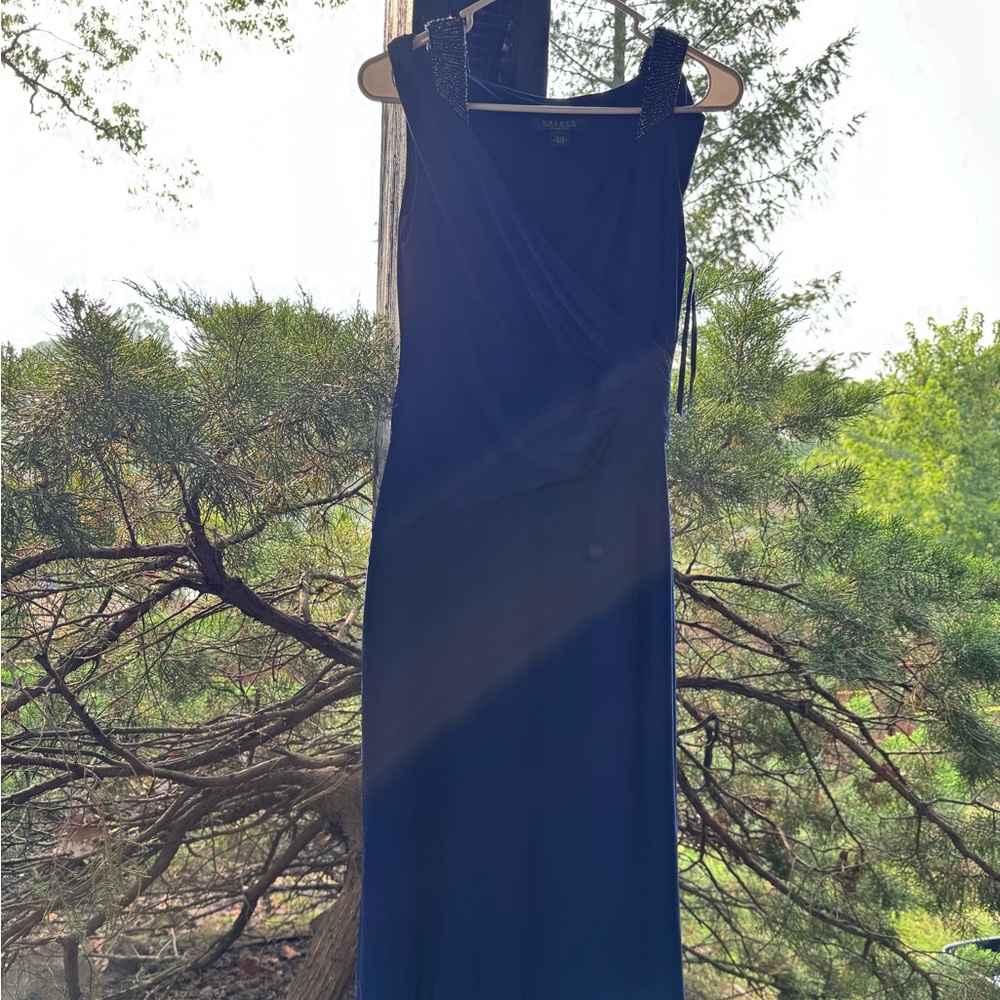Lauren Ralph Lauren Navy Dress with Embellished Straps